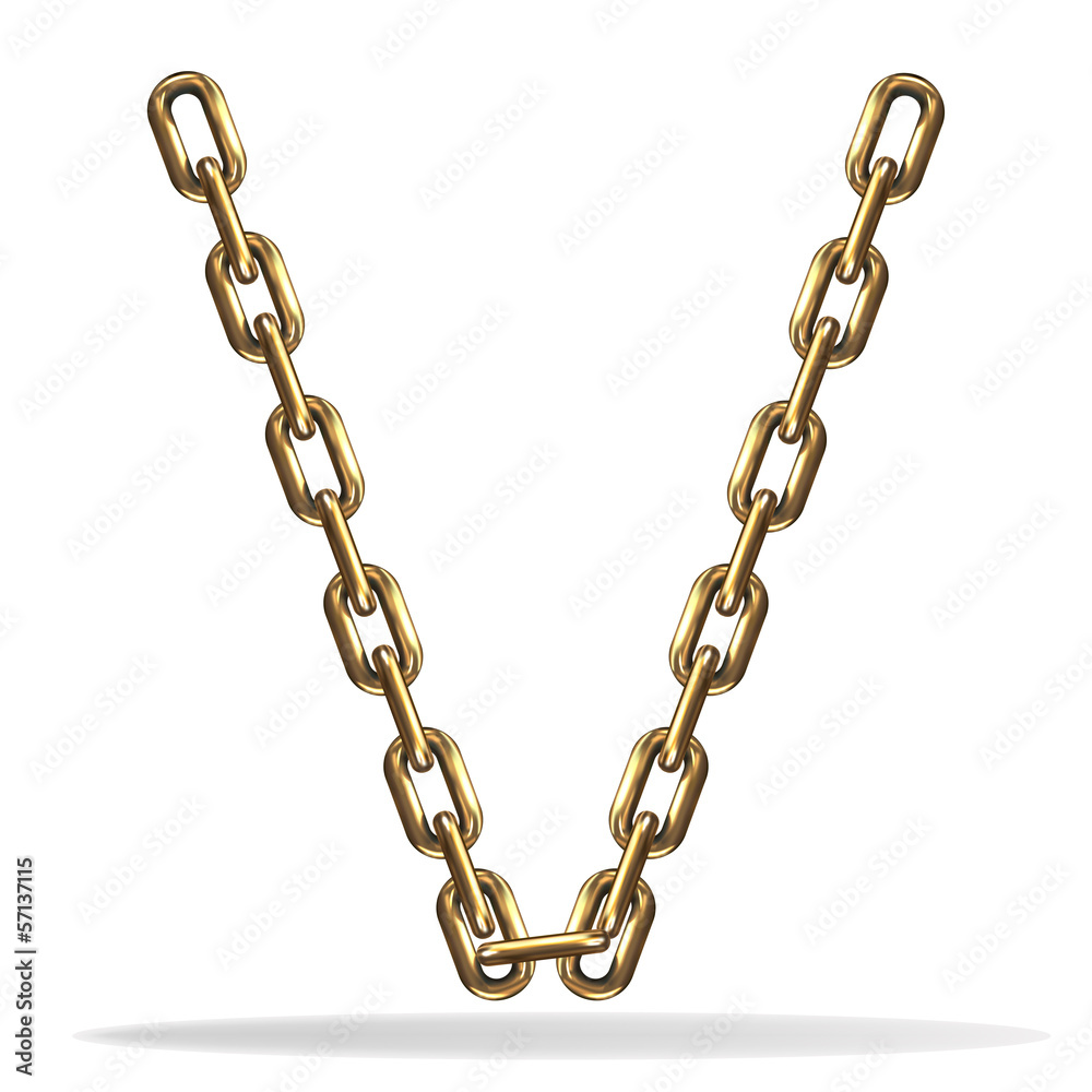 Fototapeta premium Golden Letter V, made with chains