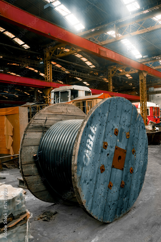 Industrial wire in the factory Industrial wire in the factory