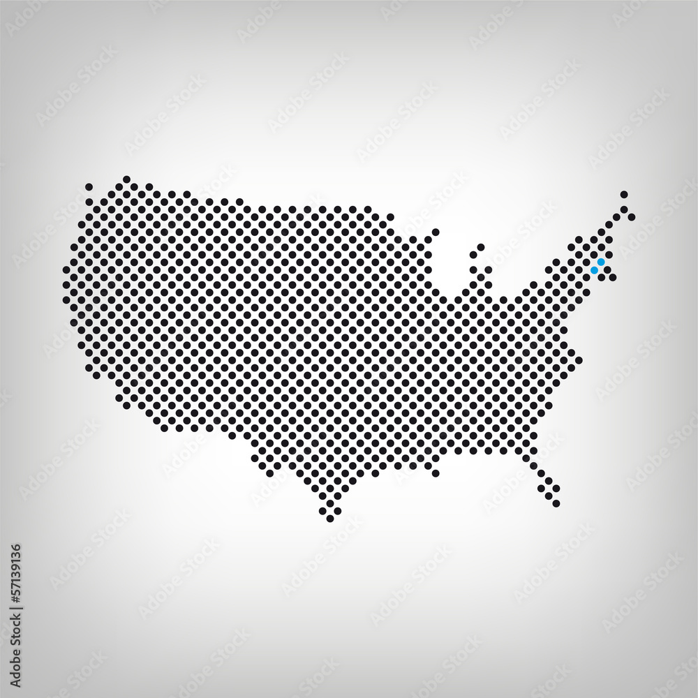 Massachusetts in USA Karte punktiert