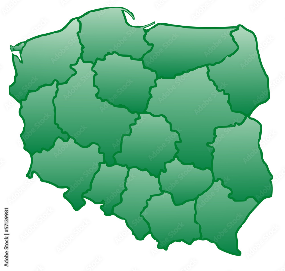 Map of Poland green