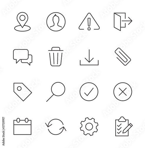 Stroked interface icon set.