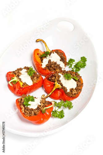 Baked Stuffed Red Bell Pepper with Meat