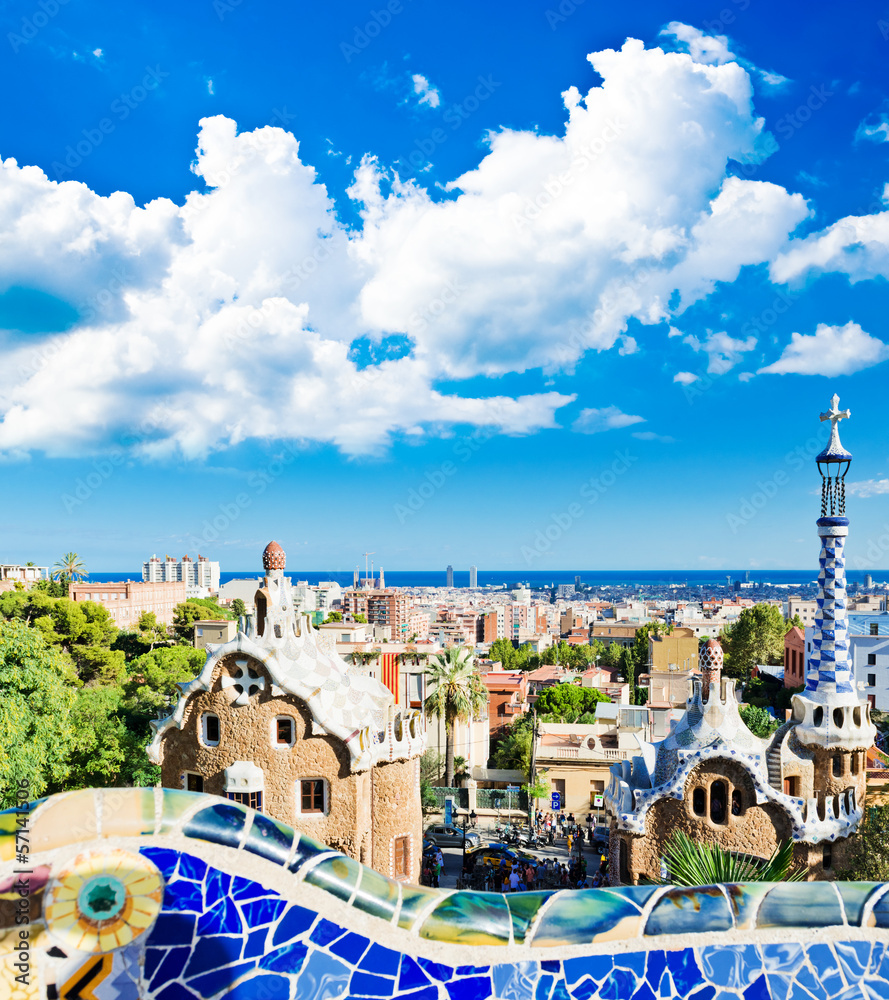 Naklejka premium Park Guell in Barcelona, Spain.