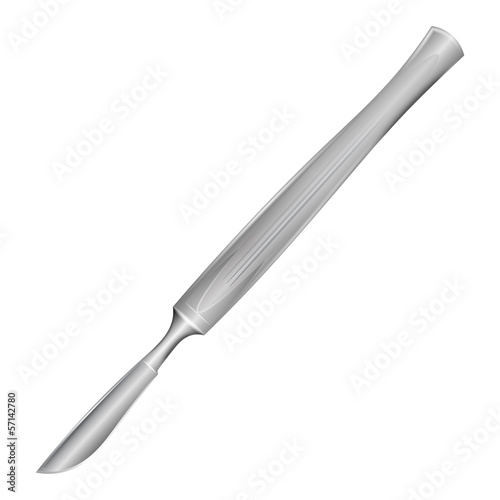 Medical scalpel on white background