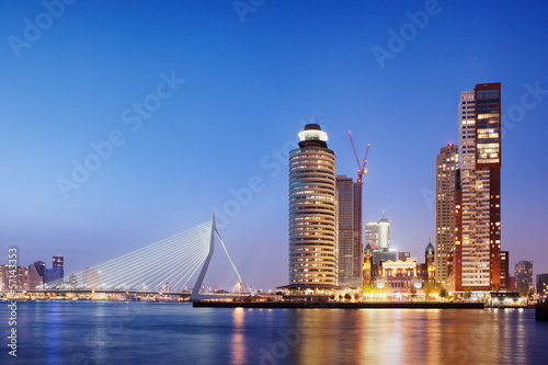City of Rotterdam Skyline in the Evening