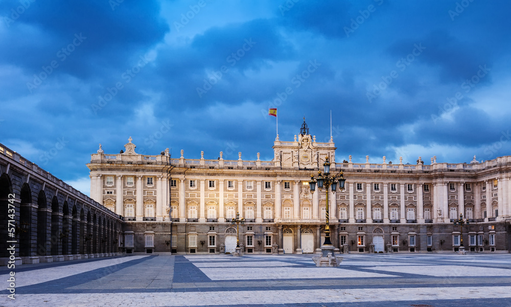   Royal Palace in evening time. Madrid