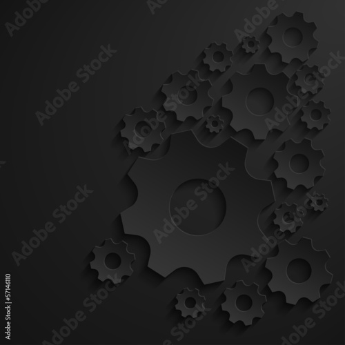 Paper gears on dark background. Vector illustration