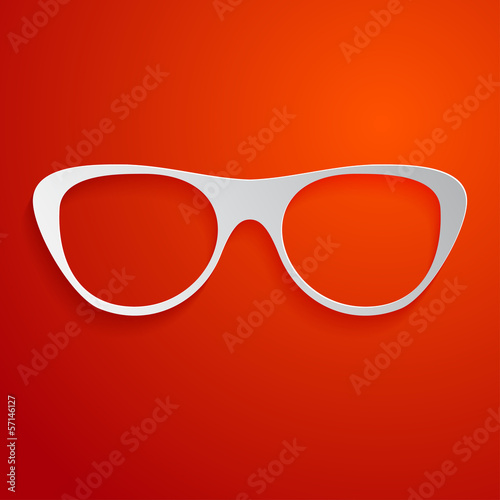 Glasses icon on red background. Vector illustration