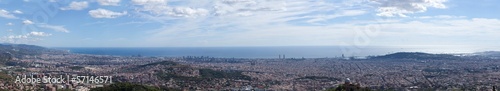Panoramic view to Barcelona, Spain in the sunny summer day 