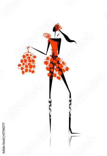Girl with red apples dress for your design
