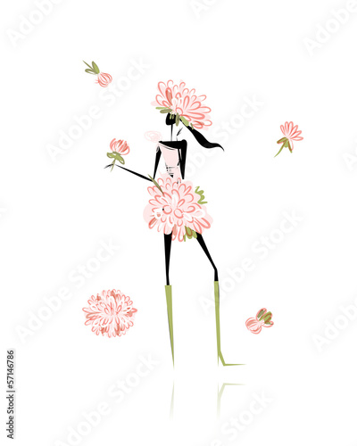 Floral girl for your design