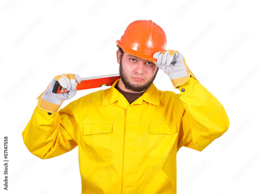 builder with wasserwaage