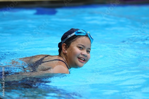 portrait of Asian girl swiming with happy © nanhatai8