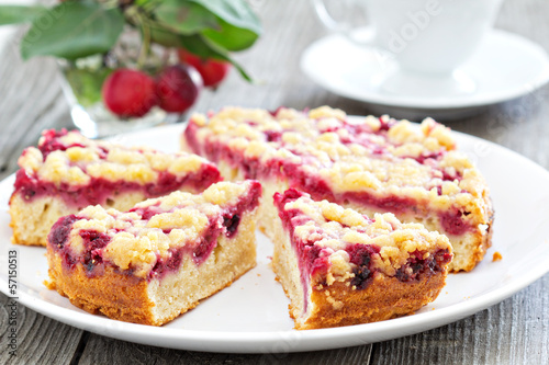 Raspberry cake on a plate