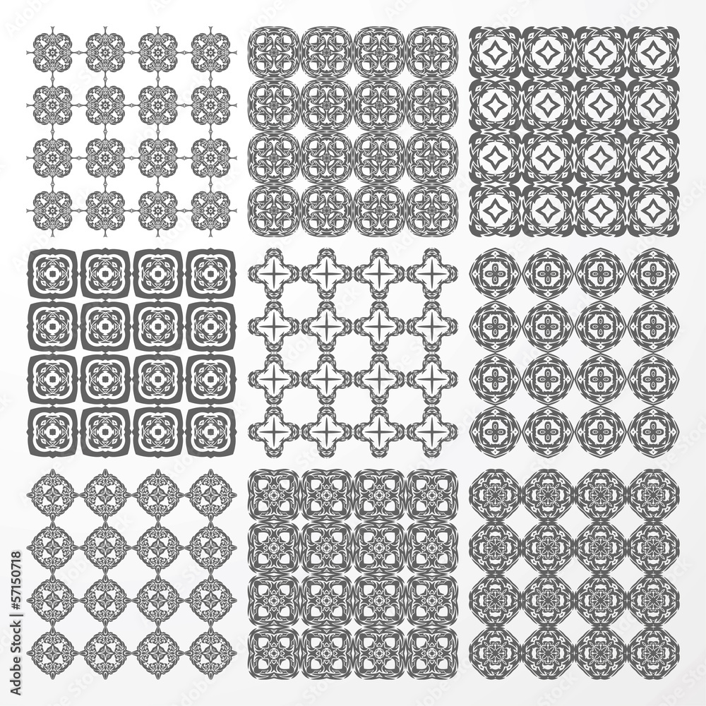 set monochrome geometrical seamless patterns.