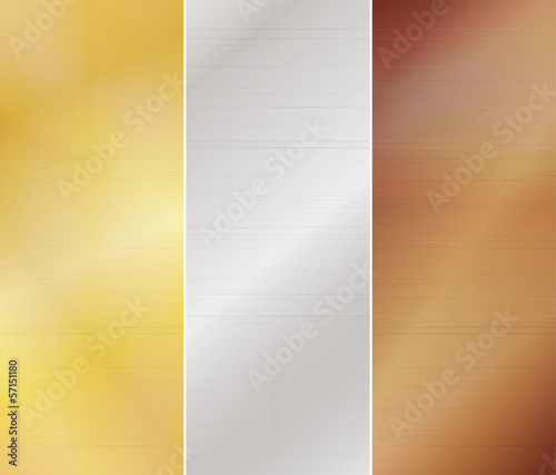 Set of three metal backgrounds - gold, silver, bronze