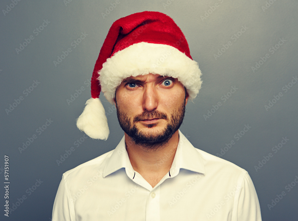 amazed man in santa hat amazed man in santa hat