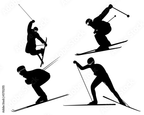 four skiers