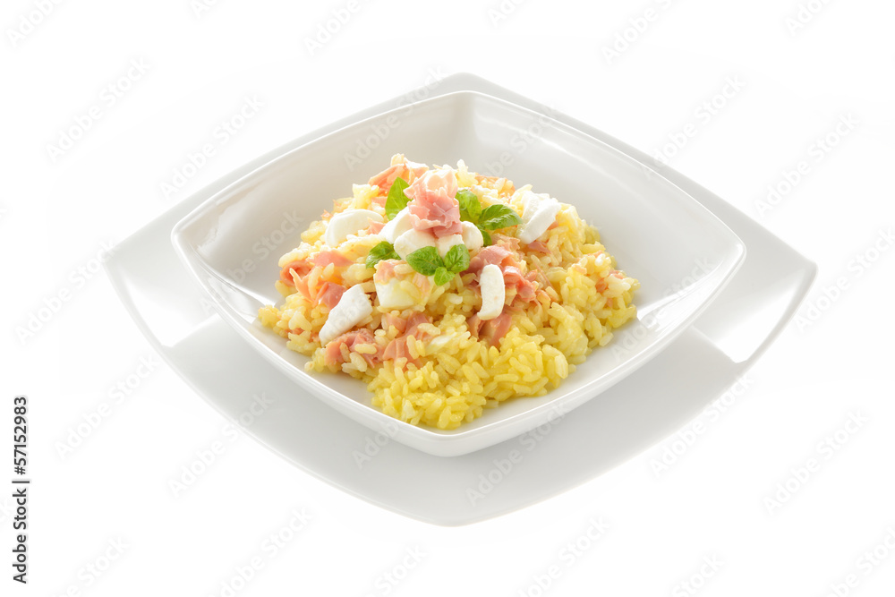 Risotto con uova mozzarella e prosciutto Risotto con uova mozzarella e prosciutto
