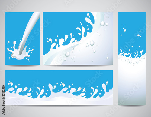 Milk splashes background vector set