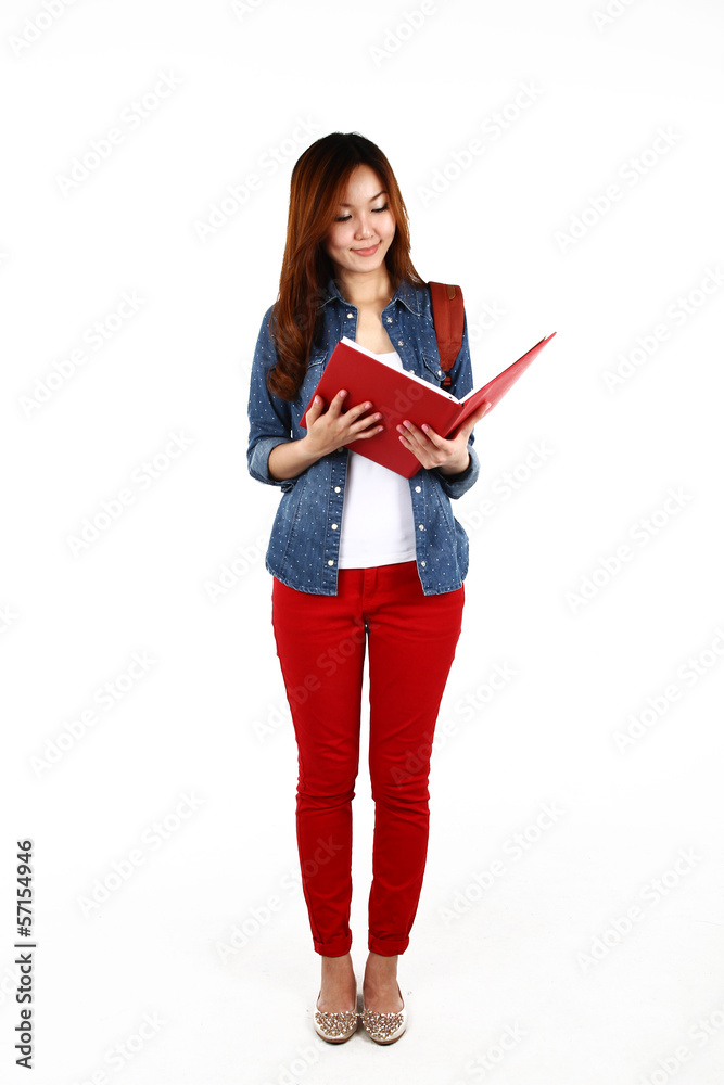 Portrait of young Asian student, on white background Portrait of young Asian student, on white background