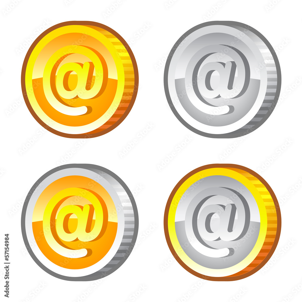 Coins with internet sign Coins with internet sign