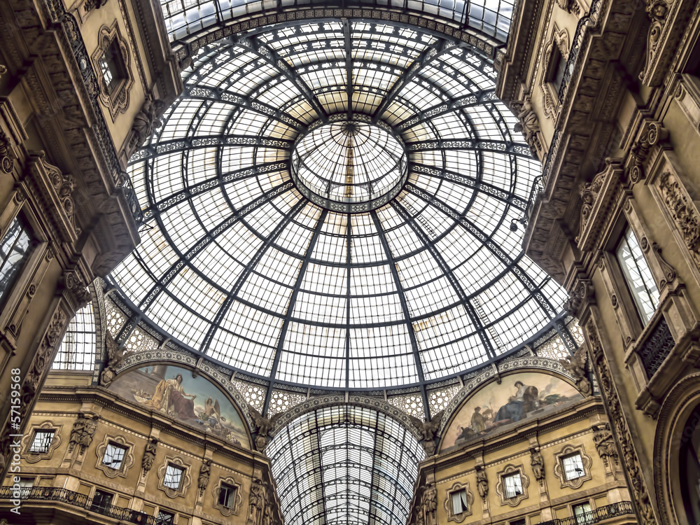 Shopping art gallery in Milan. Vittorio Emanuele II, Italy