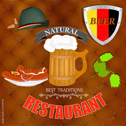 Best traditional fresh cold Beer. Restaurant menu. Vector
