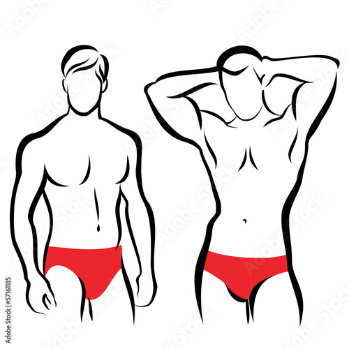athletic men silhouettes, vector symbols collection