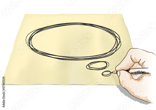 mano che disegna nuvola di fumetto