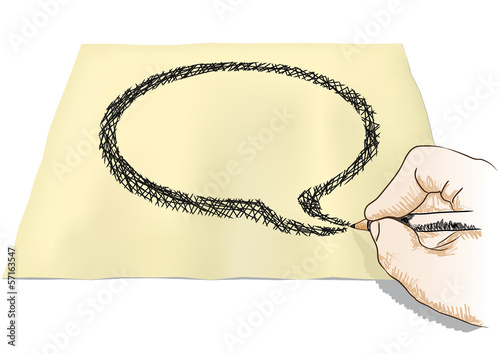 mano che disegna nuvola di fumetto
