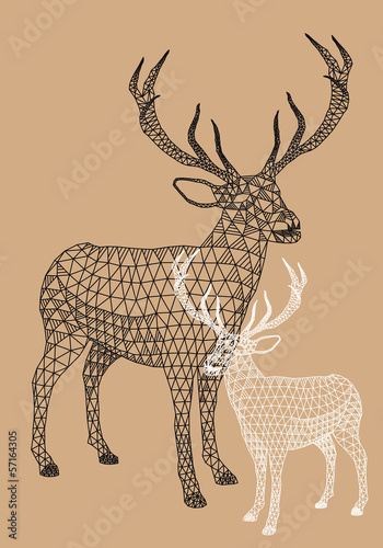 Christmas reindeer with geometric pattern, vector