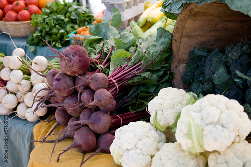 Cauliflower , beets and Radishes at a local farmers market