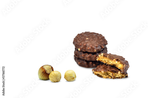 Chocolate biscuits with caramel isolated