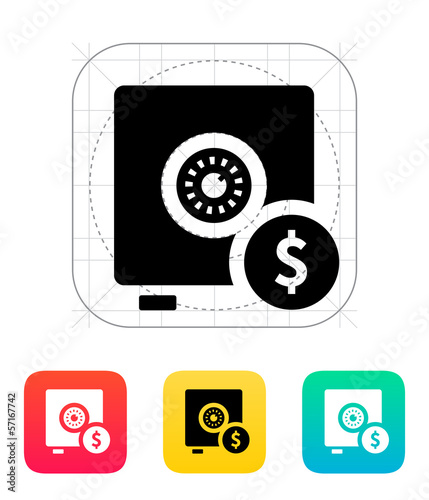 Strongbox with dollar sign icon.