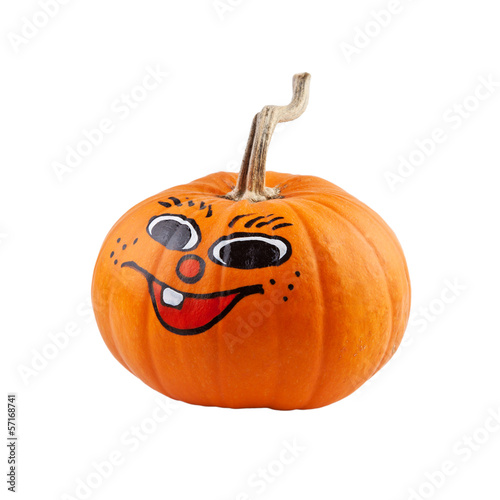 Halloween pumpkin with smile isolated on white