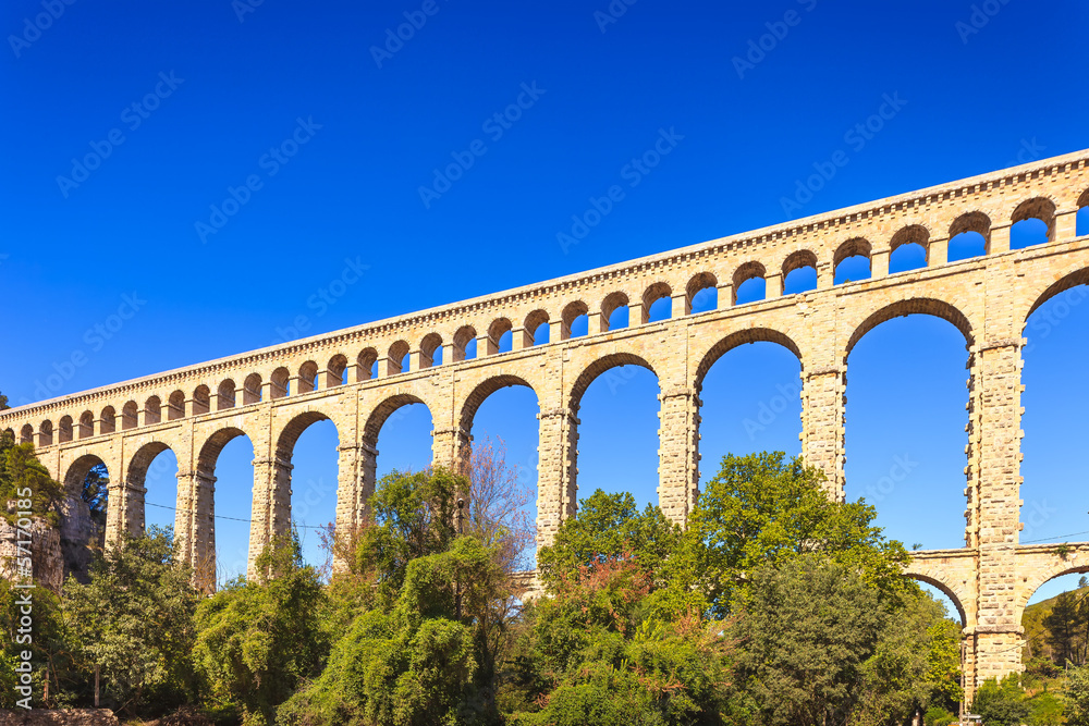Roquefavour historic old aqueduct landmark in Provence, France.