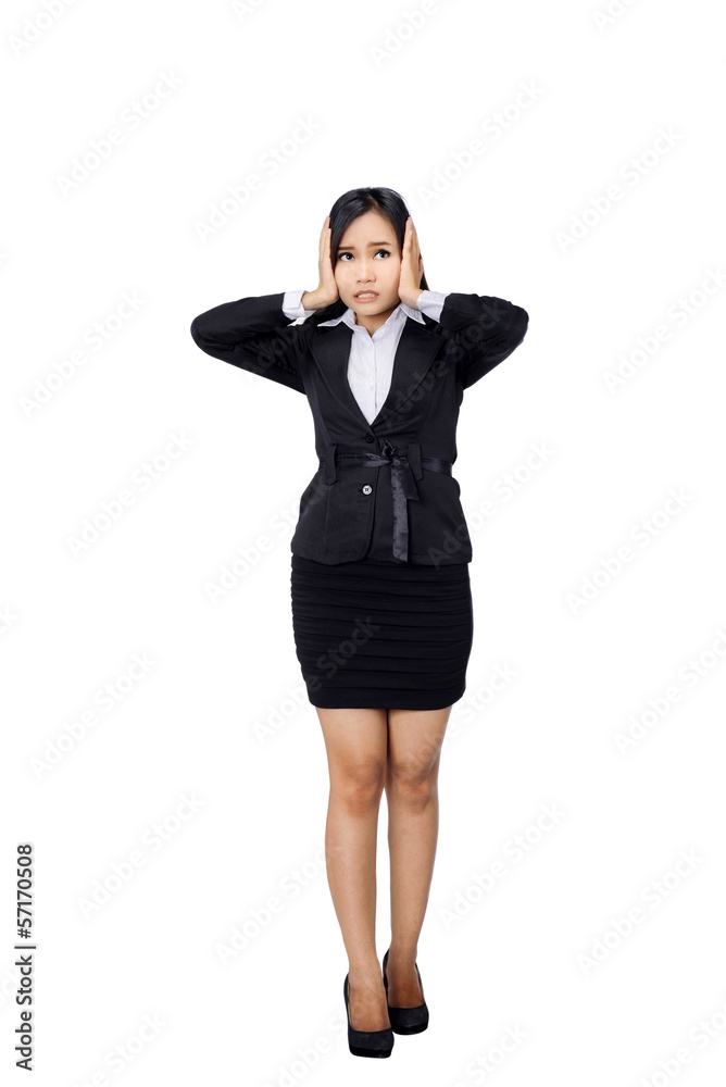 Nervous scared business woman Nervous scared business woman
