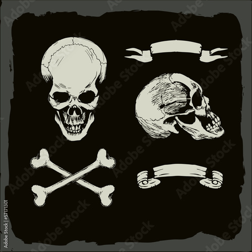 skull and crossbones, gunge background, pirate, heavy metal