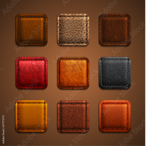 Leather app icons set - eps10