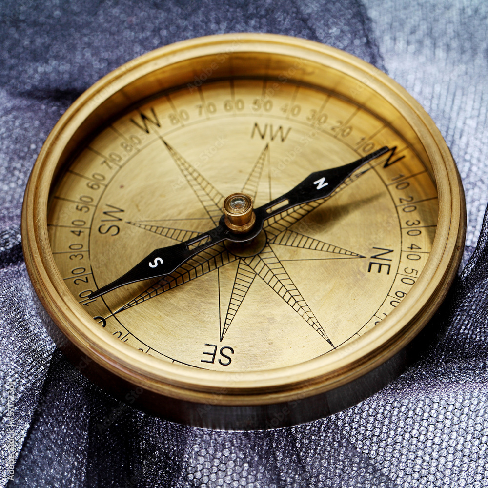 Close up of antique compass
