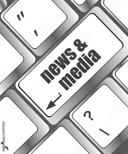 Computer keyboard with news and media key. business concept