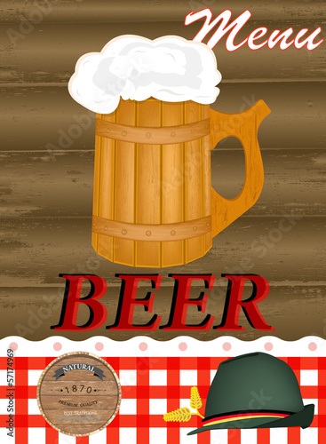 Best traditional fresh cold Beer. Beer Restaurant menu. Vector