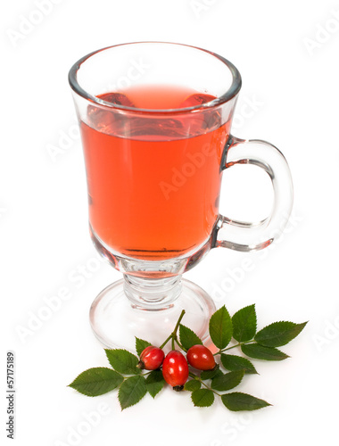 healthy drink from the hips with fresh berries close-up