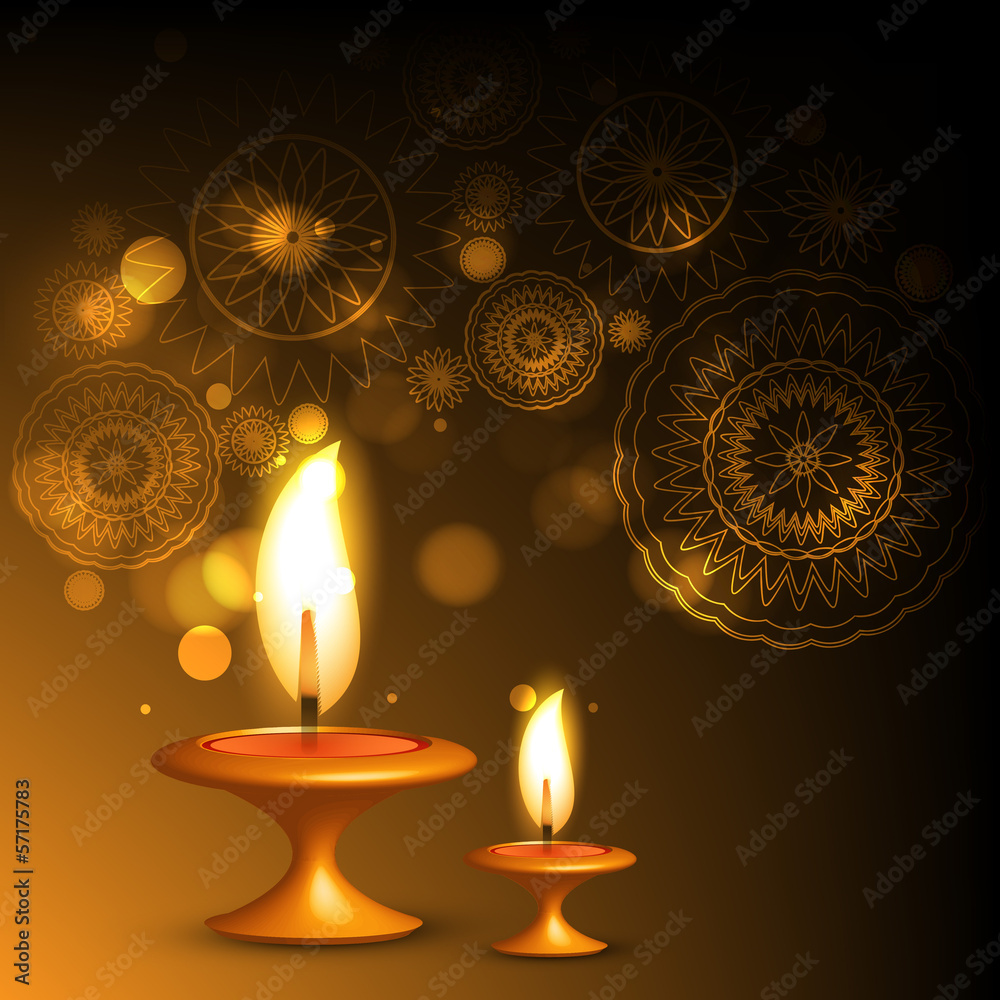 Beautiful illuminating oil lamp diwali background design illustr Beautiful illuminating oil lamp diwali background design illustr