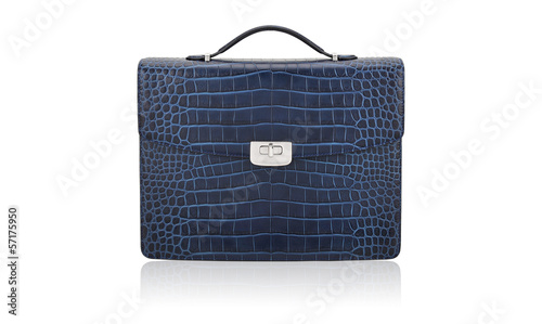 blue briefcase on white