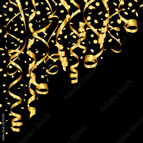 Golden Streamers & Confetti Party Background