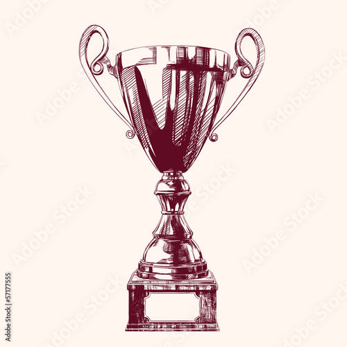 Award trophy hand drawn vector llustration