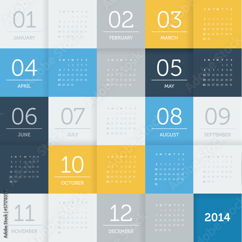 calendar 2014 - square pattern - flat color