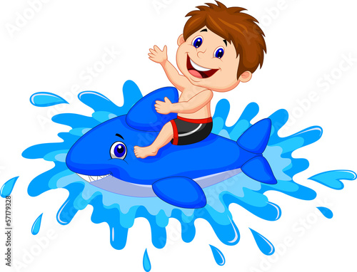 Boy playing with swimming toy